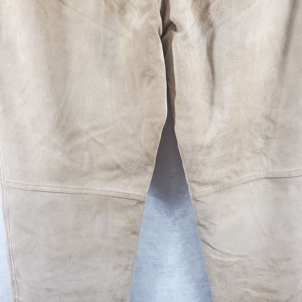 sz 6 28x30 Lauren Ralph Lauren Suede Pants Leather Tan Camel Preppy Equestrian - Picture 8 of 15